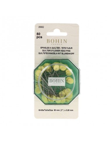 Bohin, Spilli con Testa a Fiore per Patchwork e Quilting, colore giallo da 0,65 mm - 50pz Bohin - 1