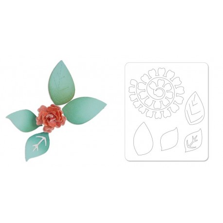 Sizzlits Die - Flower, Bloomw/Leaves 3-D by Scrappy Cat Sizzix - Big Shot - 1