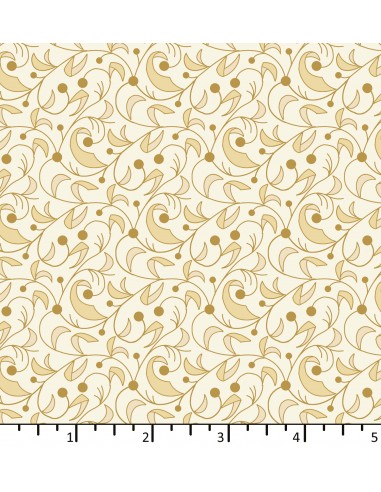 Tessuto Bianco Panna con foglie e...