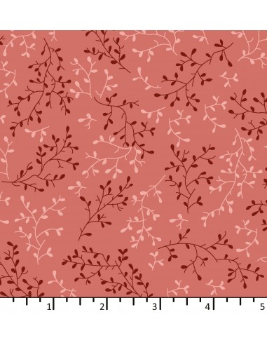 Tessuto Rosa Pesca con rametti - EQP...