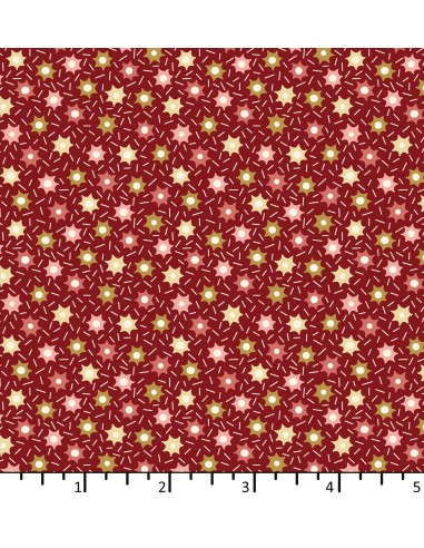 Tessuto Rosso Borgogna con stelle -...