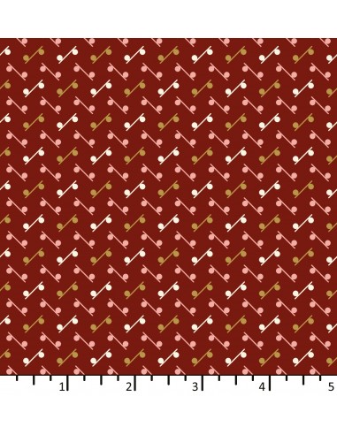 Tessuto Rosso Mirtillo con pallini e...