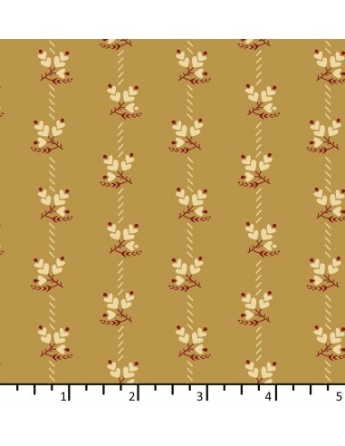 Tessuto Verde Mostarda con fiori a...