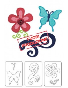 Sizzlits Die Set 3PK - Butterfly, Flower & Swirl Set by Karen Burniston Ellison - 1