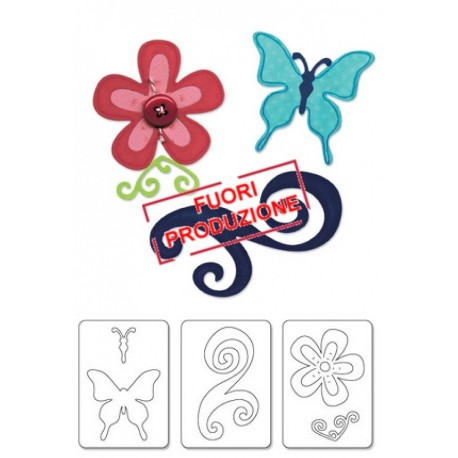 Sizzlits Die Set 3PK - Butterfly, Flower & Swirl Set by Karen Burniston Ellison - 1
