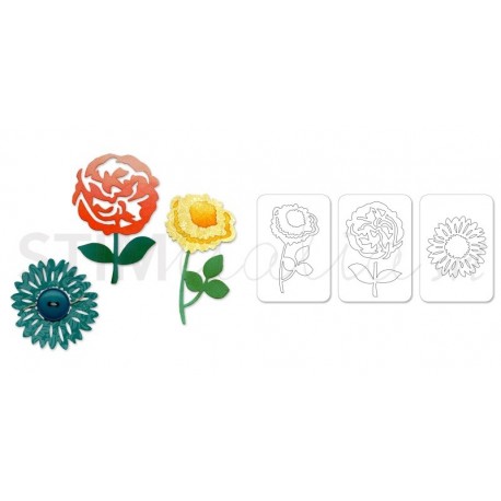 Sizzlits Die Set 3PK - Garden Variety Set by Scrappy Cat Sizzix - Big Shot - 1