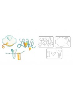 Sizzlits Die Set 3PK - Love Set by Karen Burniston Ellison - 1