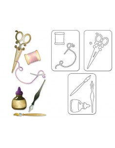 Sizzlits Die Set 3PK - Sewing & Writing Set by Debi Adams Ellison - 1