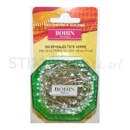 Bohin, Spilli Super Fini con Testa di Vetro per Patchwork e Quilting da 35 x 0,50 mm - 200pz Bohin - 1