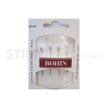 Bohin, Spillo Decorativo Testa con Perla a Goccia, 40mm - 4pz Bohin - 1