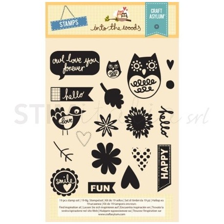 Stamp Set 19pcs - Clear Decorative Stamps - Into the Woods Creative Rox - 1