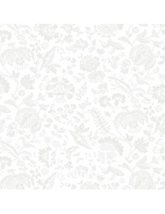 Lasenby Silhouette White on White Victoria Lace Floral, Tessuto Bianco con fiori e ramage tono su tono - Liberty Fabrics Liberty