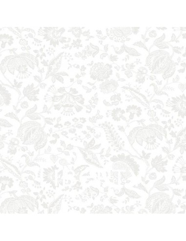 Lasenby Silhouette White on White Victoria Lace Floral, Tessuto Bianco con fiori e ramage tono su tono - Liberty Fabrics Liberty