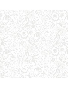 Lasenby Silhouette White on White Lindy Silhouette, Tessuto Bianco con grandi fiori tono su tono - Liberty Fabrics Liberty Fabri