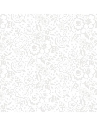 Lasenby Silhouette White on White Lindy Silhouette, Tessuto Bianco con grandi fiori tono su tono - Liberty Fabrics Liberty Fabri