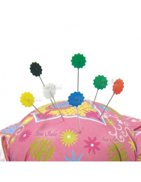 80 Spilli con Testa Piatta a Fiore da 0,6 x 48 mm con Cassettino - Flower Head Pins Sew Mate - 4