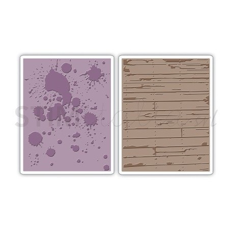 Texture Fades Embossing Folders 2PK - Ink Splats & Wood Planks Set by Tim Holtz Ellison - 1