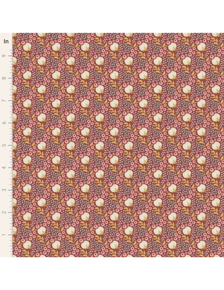 Tilda Sanctuary, Cottonfield Maroon Tilda Fabrics - 1