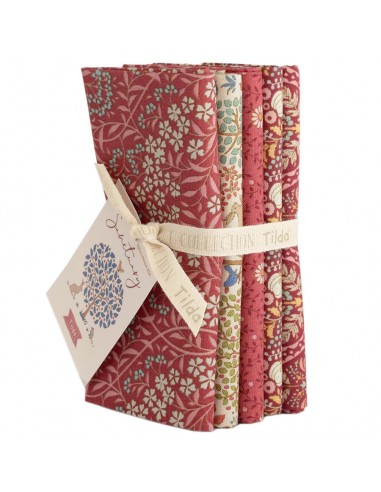 Tilda Sanctuary, Fat Quarter Bundle 5 fabrics Maroon/Rhubarb Tilda Fabrics - 1