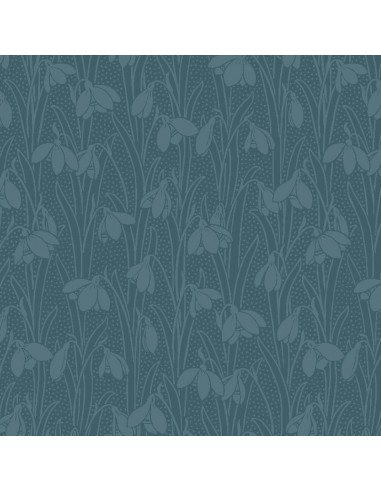 Snowdrop Spot Indigo Delphinium, Tessuto Blu Indigo con Bucaneve tono su tono  - Liberty Fabrics Liberty Fabrics - 1