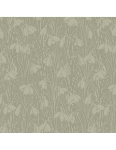 Snowdrop Spot Lichen, Tessuto Verde Lichene con Bucaneve tono su tono - Liberty Fabrics Liberty Fabrics - 1