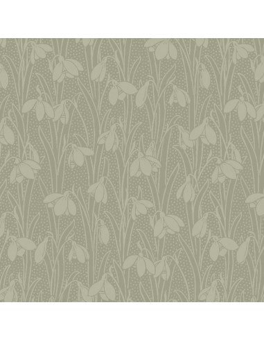 Snowdrop Spot Lichen, Tessuto Verde Lichene con Bucaneve tono su tono - Liberty Fabrics Liberty Fabrics - 1