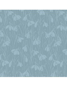 Snowdrop Spot Steely Sky, Tessuto Azzurro Cielo d'Accaio con Bucaneve tono su tono - Liberty Fabrics Liberty Fabrics - 1