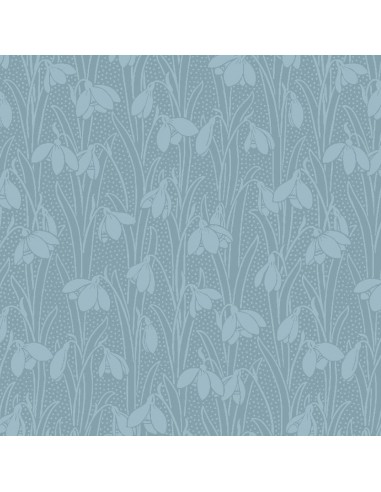Snowdrop Spot Steely Sky, Tessuto Azzurro Cielo d'Accaio con Bucaneve tono su tono - Liberty Fabrics Liberty Fabrics - 1