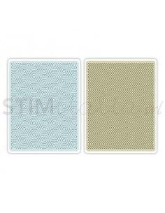 Textured Impressions Embossing Folders 2PK - Hexagons & Chevrons Set by E Ellison - 1