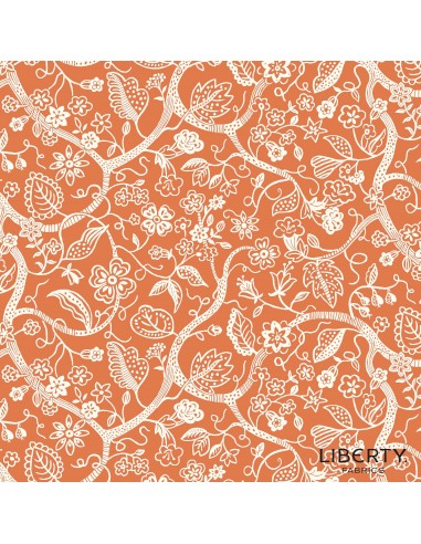 Tree of Life Budding Branches Berry Botanicals, Tessuto Arancione con Rami in Gemmazione - Lyberty Fabrics Liberty Fabrics - 1