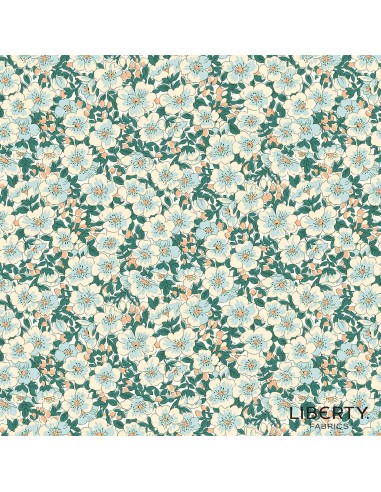 Tree of Life Dina Blossom Canopy Greens, Tessuto Turchese con Fioritura  - Lyberty Fabrics Liberty Fabrics - 1