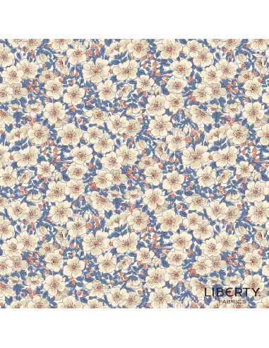 Tree of Life Dina Blossom Woodland Pastels, Tessuto Blu con Fioritura  - Lyberty Fabrics Liberty Fabrics - 1