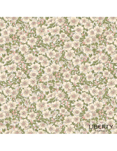 Tree of Life Dina Blossom Woodland Pastels, Tessuto Verde con Fioritura  - Lyberty Fabrics Liberty Fabrics - 1