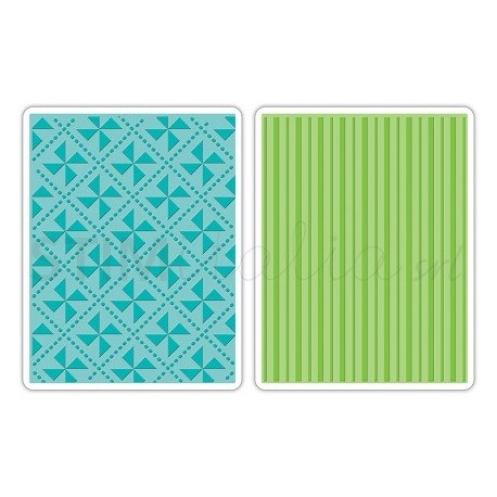 Textured Impressions Embossing Folders 2PK - Pinwheels & Stripes Set by Eileen H Ellison - 1