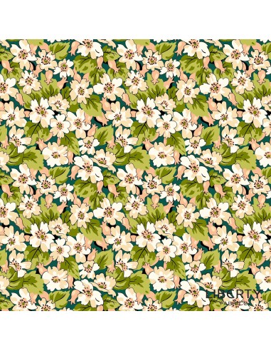 Tree of Life Somerset Hedgerow Canopy Greens, Tessuto Verde con Siepi Fiorite - Lyberty Fabrics Liberty Fabrics - 1