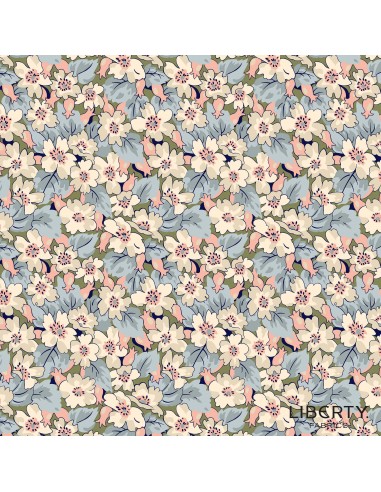 Tree of Life Somerset Hedgerow Woodland Pastels, Tessuto Azzurro con Siepi Fiorite - Lyberty Fabrics Liberty Fabrics - 1
