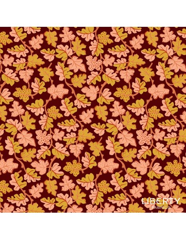 Tree of Life Spotted Oak Berry Botanicals, Tessuto Viola con Foglie di Quercia - Lyberty Fabrics Liberty Fabrics - 1