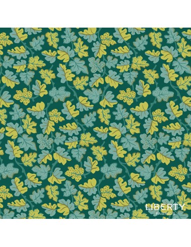 Tree of Life Spotted Oak Canopy Greens, Tessuto Verde con Foglie di Quercia - Lyberty Fabrics Liberty Fabrics - 1