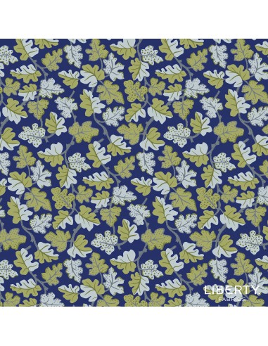 Tree of Life Spotted Oak Woodland Pastels, Tessuto Blu con Foglie di Quercia - Lyberty Fabrics Liberty Fabrics - 1