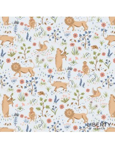 Tree of Life Tudor Fauna Woodland Pastels, Tessuto Azzurro con Animaletti del Bosco - Lyberty Fabrics Liberty Fabrics - 1