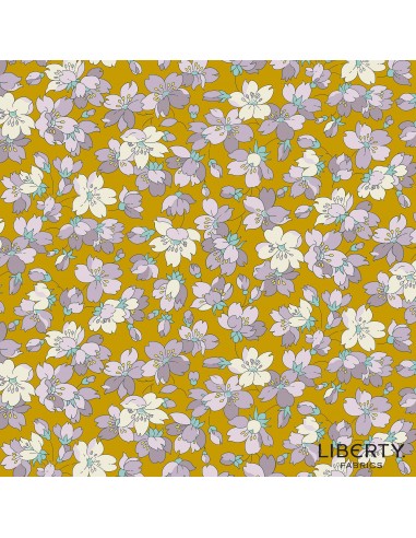 Heirloom Spring, Anemone Charm, Tessuto con anemoni lilla e viola su fondo giallo - Liberty Fabrics Liberty Fabrics - 1