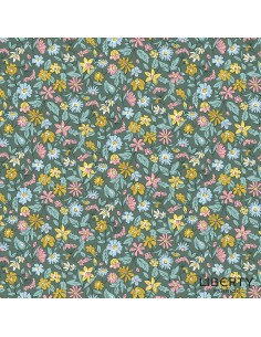 Heirloom Spring, Morning Meadow, Tessuto su fondo verde con fiori colorati - Liberty Fabrics Liberty Fabrics - 1