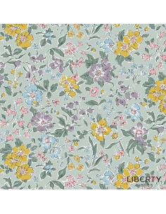 Heirloom Spring, Spring Petals, Tessuto con fiori colorati sparsi su fondo verde salvia - Liberty Fabrics Liberty Fabrics - 1