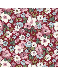 Heirloom 4 Hedgerow Bloom, Tessuto Bordeaux con Siepi Fiorite - Liberty Fabrics Liberty Fabrics - 1