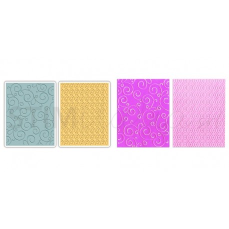 Textured Impressions Embossing Folders 2PK - Swirls & Squares in Ovals Set by SB Ellison - 1