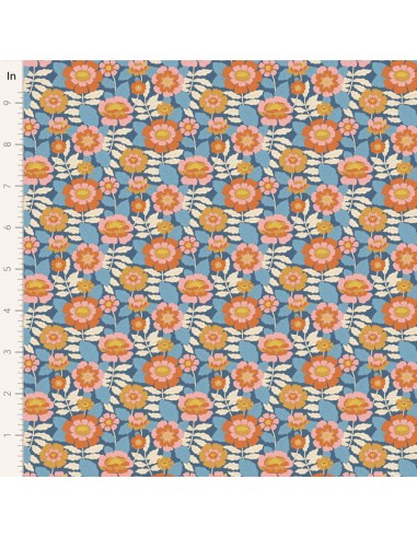 Tilda Wallflower Beverly Blue, Tessuto Blu Campo di fiori Tilda Fabrics - 1