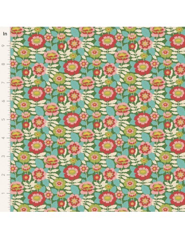 Tilda Wallflower Beverly Green, Tessuto Verde Campo di fiori Tilda Fabrics - 1