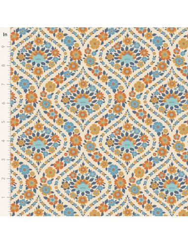 Tilda Wallflower Bianca Blue, Tessuto Blu Giardino di fiori Tilda Fabrics - 1