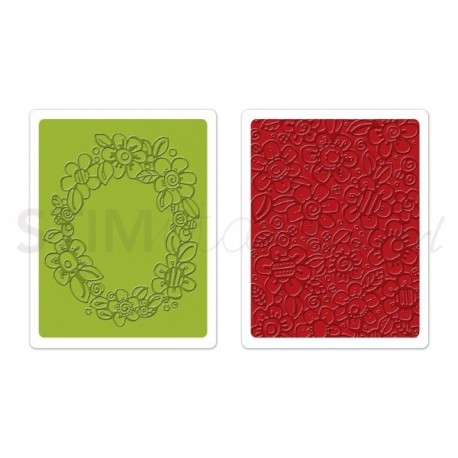 Textured Impressions Embossing Folders 2PK - Wreath & Flowers Set by Stephanie A Ellison - 1