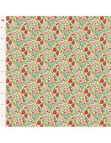 Tilda Wallflower Janice Green, Tessuto Verde Campo di piccoli fiori Tilda Fabrics - 1